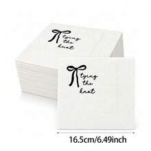20/40/60pcs Tying The Knot Black Bow Paper Cocktail Napkins 2-Ply Minimalist Handwritten Style - Multicolor - View 2