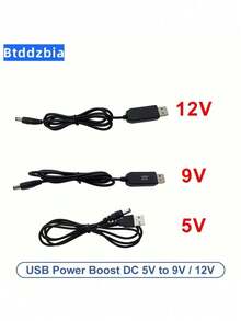 Cable de alimentación USB-DC Step-Up 5V a 8.4V 9V 12V, salida de cabezal redondo DC5.5*2.1mm, carga de banco de energía, router pequeño doméstico, módem, cámara de , mini ventilador, altavoz Bluetooth, disco duro, dispositivo, adaptador de alimentación temporal para exteriores - Multicolor - Ver 1