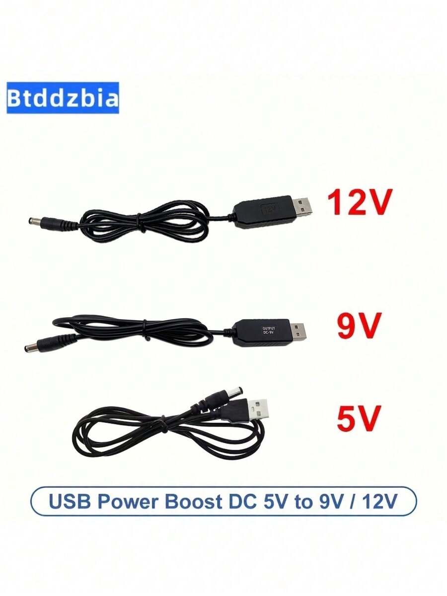 Cable de alimentación USB-DC Step-Up 5V a 8.4V 9V 12V, salida de cabezal redondo DC5.5*2.1mm, carga de banco de energía, router pequeño doméstico, módem, cámara de , mini ventilador, altavoz Bluetooth, disco duro, dispositivo, adaptador de alimentación temporal para exteriores - Multicolor - Ver 1