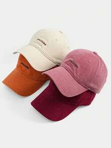 1pc Letter "Passion" Embroidered Baseball Cap, Unisex Couple Style, Solid Color Soft Top Hat, Adjustable Curved Brim - Multicolor - View 2