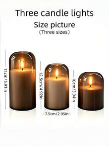 3pcs Gray Curved Flameless LED Pillar Candles, Battery Operated Candles For Home Decor, Wedding Decor, Room Decor, Table Decor, Halloween, Christmas, Valentine's Day (Batteries Not Included) - Grey Curved - View 6