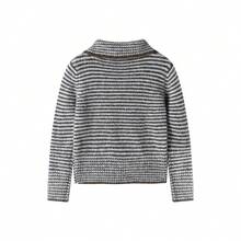 Vintage Striped Knit Cardigan Sweater Jacket For Women, Winter Loose Casual Versatile Lapel Knit Top - Blue Coffee - View 6