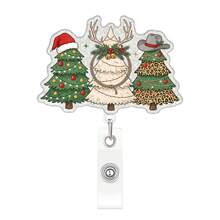 1pc Christmas Retractable Badge Reel, Acrylic 2D Flat Design, Christmas Atmosphere Retractable Card Holder ID Clip, Suitable For Nurses, Doctors, Teachers, Badge Holders, Christmas - A - View 19