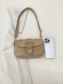 Minimalist Vintage Niche Design Underarm Bag Winter New Fashion Niche Design Popular Shoulder Small Square Bag - Khaki - View 6
