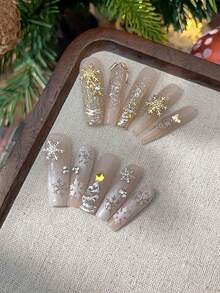 18Pcs Alloy Christmas Snowflake Nail Art Decorations Mixed With Gold And Silver DIY Nail Accessories - Multicolor - View 4