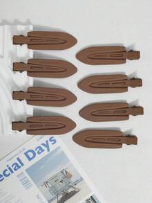 6pcs Metal U-Shaped Hair Clips, No-Crease Makeup Bangs Clips, Women's Hair Accessories - Coffee Brown - View 8