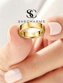 1pc 4mm Minimalist Flat Ring, Suitable For Daily Wear, Party Accessory Or Wedding/Engagement Occasion, High-Quality Ring - Gold - View 1