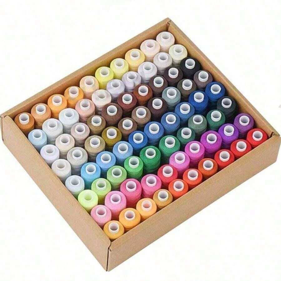 72pcs Random Color Durable Sewing Thread, Suitable For Sewing Machines, Industrial And Home Use - For Overlock, Quilting, Sewing Machine Thread, Thread/Box Sewing, Premium Sewing Thread, Home Hand Sewing Thread, Common Handmade DIY Sewing Thread - Sewing Thread Color Is Random - Set A - View 1