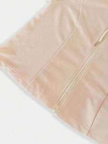 Setelan Wanita Musim Gugur/Dingin 2 Potong Berkerudung Warna Blok, Atasan dengan Kantong Resleting dan Tali Serut + Celana Panjang Lebar, Cocok untuk Kantor dan Pakaian Kasual - Aprikot - View 9