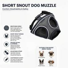 French Bulldog Short Nose Dog Muzzle Breathable Mesh Flat Face Dog Mask Adjustable Anti-Bite Anti-Bark Anti-Eating Pug Bulldog Pet Muzzle - Multicolor - View 5