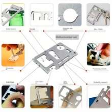 Kartu Multi-Tool Stainless Steel 11-in-1 - Perlengkapan Bertahan Hidup Portabel EDC dengan Pembuka Botol, Kunci Pas, Gergaji, Penggaris - Aksesori Multifungsi untuk Berkemah dan Berburu di Luar Ruangan - Kartu Alat - View 2