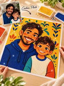 Custom Photo Diamond Painting Kit, Personalized DIY 5D Diamond Art, Suitable For Adults And Children, Square/Round Acrylic Diamonds, Custom Family Portrait Gift, Creative Handmade Home Decor Craft - Multicolor - View 4