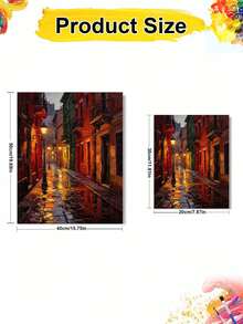 Paint By Numbers Rainy Night Scene Kit For Adults Frameless Acrylic Canvas Art, DIY Home Decor, Great Gift Idea For Birthdays, Holidays Gifts. - Sets - View 11