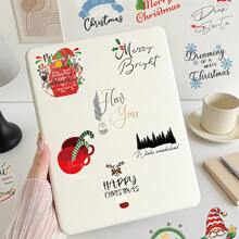 50pcs Christmas Word Creative PET Double Transparent Stickers Suitable For Decoration Phone Cases, Water Bottles, Computers, Guitars, Suitcases, Holiday Gift Decals - one-size - View 10
