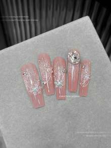 50pcs 3D Snowflake Nail Art Charms, Shiny Rhinestone Resin Winter Nail Decorations, 3 Snowflake Sizes, DIY Press-On Nails, Christmas Nail Art, Foot Care And Nail Design Accessories - Multicolor - View 2