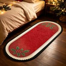 1pc Christmas Style Oval Rug, Soft Bedroom Carpet, Home Decor Rug, Decorative Carpet, Bedroom Decor, Small Rug, Carpet, Home Decor, Living Room Carpet, Living Room Small Rug, Bedroom Carpet, Living Room Home Decor, Outdoor Carpet, Washable Carpet - Multicolor - View 2