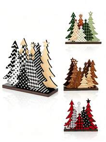 Christmas Tree Napkin Holder, Wooden Cute Christmas Style Cocktail Napkin Box, Farmhouse Modern Style Wooden Napkin Storage Box, Suitable For Office, Hotel, Restaurant, Home, Bathroom, Kitchen, Dining Table Decor - Multicolor - View 2
