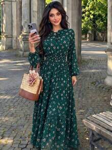 Muslim Women V-Neck Zipper Long Robe, Solid Color Loose Long Sleeve Plus Size Long Robe - Multicolor - View 8