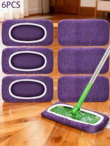 1. 6/4pcs Coral Fleece Flat Mop Replacement Pads, Reusable And Washable Mop Covers, Durable Synthetic Material, Suitable For Hardwood Floors And Multi-Surface Dry/Wet Cleaning, Easy To Rinse Decorative Mop Cloth, Essential Household Floor Cleaning Supplies - Multi-color - View 12