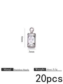 20Pcs Rectangle Glass Crystal Charms,304 Stainless Steel Gold Plated Multicolor Pendants,Charms For Jewelry Making,Diy Necklace Bracelet Supplies - Rhinestone Pendant - View 19