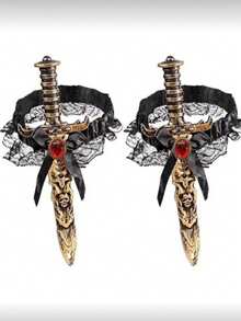 One Black And Red Bow Strap, Handcrafted Lace Butterfly Leg Ring, Pirate Theme,Suitable For Daily Wear, Role-Playing, Carnival Costumes, And Party Use - Multicolor - View 6