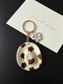 1pc Cowboy Hat Pendant Alloy Cherry Blossom Decoration Keychain Key Chain Bag Accessory Charm Suitable For Car Key Chain Decoration Bag Decoration - A - View 3