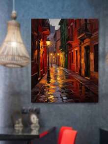 Paint By Numbers Rainy Night Scene Kit For Adults Frameless Acrylic Canvas Art, DIY Home Decor, Great Gift Idea For Birthdays, Holidays Gifts. - Sets - View 3