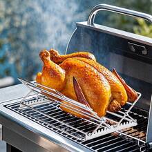 Adjustable Foldable Chicken Roasting Rack, Stainless Steel BBQ Grill Rack, Oven Baking & Grilling Wire Rack, Multi-Functional Adjustable Grill Rack For Outdoor BBQ, Camping, Backyard Grilling, Suitable For Whole Chicken, Ribs, Steak, Chicken Legs, Multi-Level Adjustment For Different Food Sizes, Foldable Flat Storage Space-Saving, High Temperature Resistant, Sturdy And Durable, Hollow Design For Even Heating, Universal For Home Oven, Charcoal Grill, Picnic Party Baking & Grilling, Easy To Clean, Portable Foldable Grill Rack, Essential Accessory For Home-Made Roasted Chicken, Private Baking, Outdoor Camping & Grilling - Multicolor - View 7