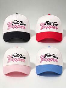 1pc Two-Tone Gorras Para Mujer Full-Time Yappen Embroidered Hats For Women Baseball Cap Adjustable Design Great For Travel Parties And Sun Protection - Multicolor - View 10