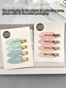 4pcs Fresh Iridescent Shell Pattern Women's Hair Clips, Versatile Hair Accessories For Daily Commute, Date, Picnic, Photo, Casual Wear - Multicolor - View 6