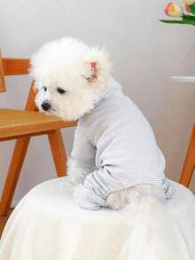 1pc Thickened Fleece Pet Clothing, Dog & Cat Jumpsuit For Small, Medium, Large Dogs, Home Wear, Autumn/Winter - Black and White - View 3