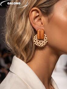 Handmade Minimalist Wooden Elegant Earrings, Vacation Style - Wooden Earrings - View 6