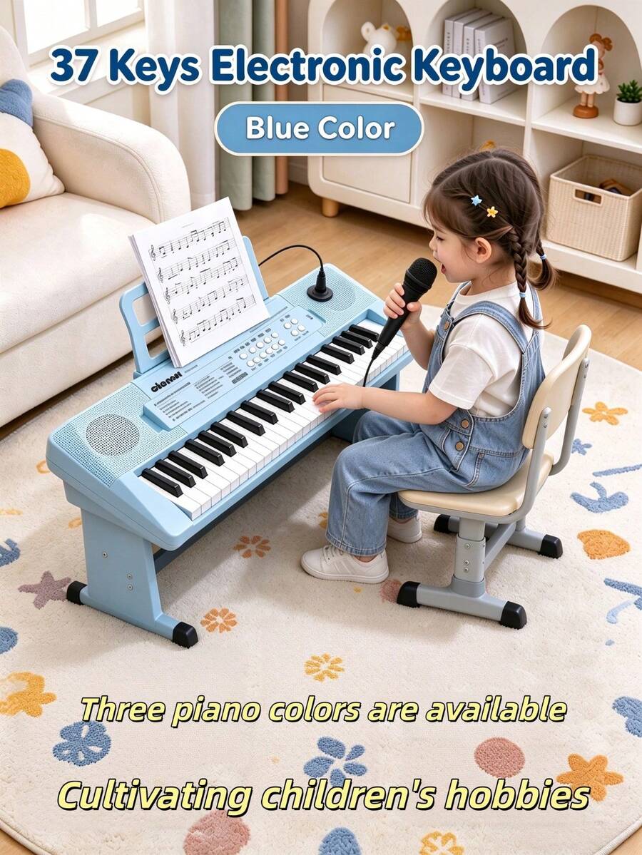 37-Key Multifunctional Electronic Keyboard Toy With Singing Microphone, Multiple Modes For Beginners, Educational Parent-Child Interaction, Suitable For Boys And Girls Aged 3-12, Halloween Gift (Batteries Not Included)