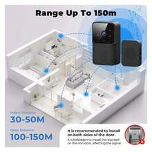 Chuông cửa video không dây thông minh có camera, WiFi 2.4G, nhìn đêm, đàm thoại hai chiều, phát hiện chuyển động, cảnh báo tức thì, lưu trữ đám mây, chuông cửa an ninh trong nhà/ngoài trời - Xem 5