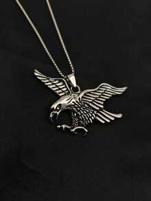 1pc Vintage Stainless Steel Gold Plated Exaggerated Eagle Pendant Necklace, Unisex, Daily Wear, Daily Gift, High-End Design, Fashionable Luxury - Multicolor - View 10