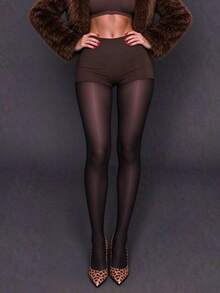 1 Pair Women Plus Size Skin-Friendly Sexy Silky Black Stockings - Black - View 5