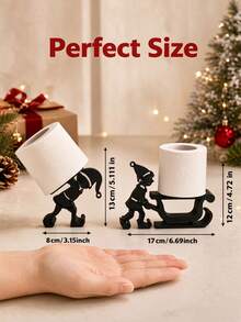 1pc Christmas Tissue Holder,Christmas Elf Sleigh Tissue Holder, Creative Silhouette Tabletop Roll Paper Stand. For Bathroom, Dining Table & Kitchen Counter, Fun Christmas Decor, Great Holiday Gift For Festive Home Lovers. - Multiple Styles - View 4