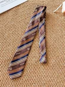 Unisex Coffee Brown Tie, Polyester Fiber Business Casual Formal Tie, Suitable For Group Activities, Daily Clothing Accessory - Brown - View 2