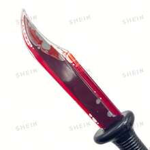 1pc Realistic Curved Knife Prop, Transparent Plastic Fake Knife, Halloween Escape Room Horror, Vampire Handheld Cosplay Prop - View 1