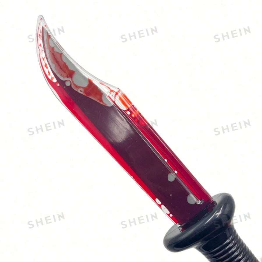 1pc Realistic Curved Knife Prop, Transparent Plastic Fake Knife, Halloween Escape Room Horror, Vampire Handheld Cosplay Prop - View 1