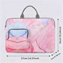 Tas Laptop/Tas Kerja Motif Marmer Merah Muda - Terbuat dari Kain Lembut, Kompatibel dengan Berbagai Perangkat Laptop dan Tablet, Dilengkapi dengan Kantong Resleting Eksternal dan Pegangan Tetap, Kapasitas Penyimpanan Besar, Menyeimbangkan Perlindungan dan Portabilitas, Cocok untuk Bekerja, Belajar, dan Bepergian, Penting untuk Perjalanan Sehari-hari - MultiWarna - View 11