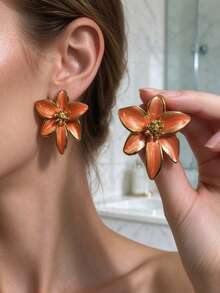1 Pair Of Fashionable Personalities Exquisite And Elegant Flower Earrings Suitable For Wedding Parties And Gift Giving - Black - View 2