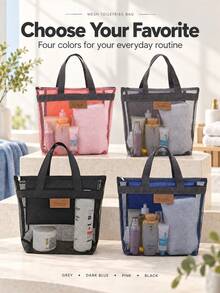 Portable Mesh Shower Caddy For College Dorms And Shared Bathrooms, See-Through Mesh Toiletry Bag For Gym Showers And Swimming Pool Visits, Versatile Mesh Bathroom Organizer For Shampoo And Skincare Storage During Travel And Weekend Getaways - Multicolor - View 8