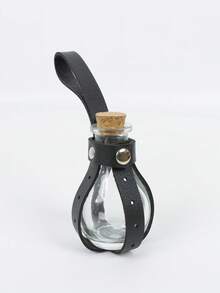 Botol Abad Pertengahan dengan Penutup Botol Kulit PU, Properti Cosplay Halloween, Botol Kaca Gabus Antik, Aksesori Permainan Peran Renaisans, Cocok untuk Pesta Halloween - A - View 2