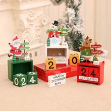 4pcs Christmas Gift, Wooden Toy, Calendar Desktop Ornament, Santa Claus, Christmas Tree Decoration - Multicolor - View 2