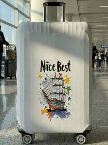 1pc Sunset, Coconut Trees Print Luggage Cover, Fits 18-32 Inch Suitcases. Stretchable, Scratch-Proof & Dustproof, Stylish Decoration For Luggage. - Multicolor - View 14