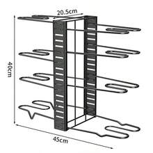 8-Tier Adjustable Cookware Rack, Expandable Metal Pot Lid Organizer, 3 DIY Assembly Methods, Kitchen Utensil Storage Cabinet - Black - View 8