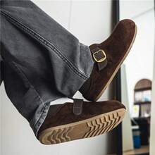Men's Vintage Round Toe Soft Sole Loafers, Slip-On Casual Shoes For Daily Commute, All-Season Versatile For Outings, Driving And Walking - Brown - View 6