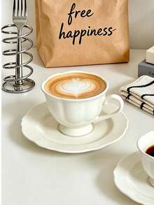 1/6 Set European Embossed Ceramic Cup And Saucer, 90ml/200ml, Afternoon Tea Cup Set, Suitable For Espresso And Latte, Microwave , Ideal For Home, Office, Cafe, Perfect Daily Tableware, Suitable For Graduation, Birthday, Easter, Back To School, National Day, Housewarming Gifts - Multicolor - View 13