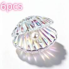 1pc Colorful Crystal Shell Decor With Faux Pearl, Mini Crystal Shell Ornament, Ocean Theme Desktop Decoration Gift - 1PC - View 12